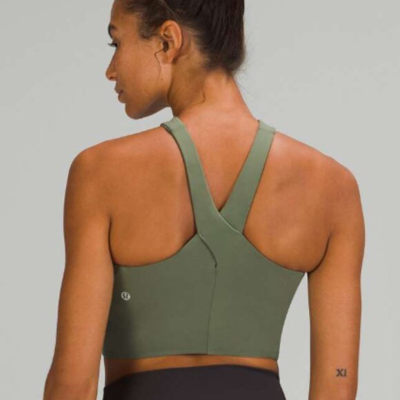 Lululemon Nulu Wrap-Front Longline Bra *Light Support, A/B Cup Green Twill - Picture 2 of 6